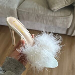 Lulu's White Feathered Heels